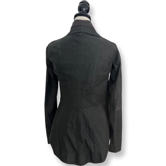 Veda for Scoop dark gray leather cotton casual jacket size S - Picture 3 of 6